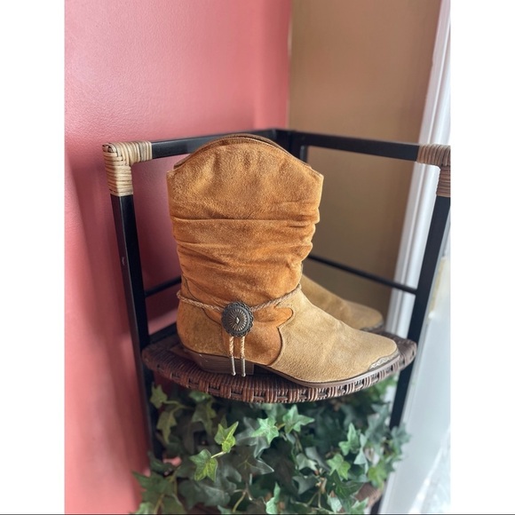 VINTAGE LEATHERCRAFT suede cowboy boots sz 9 - Picture 4 of 11
